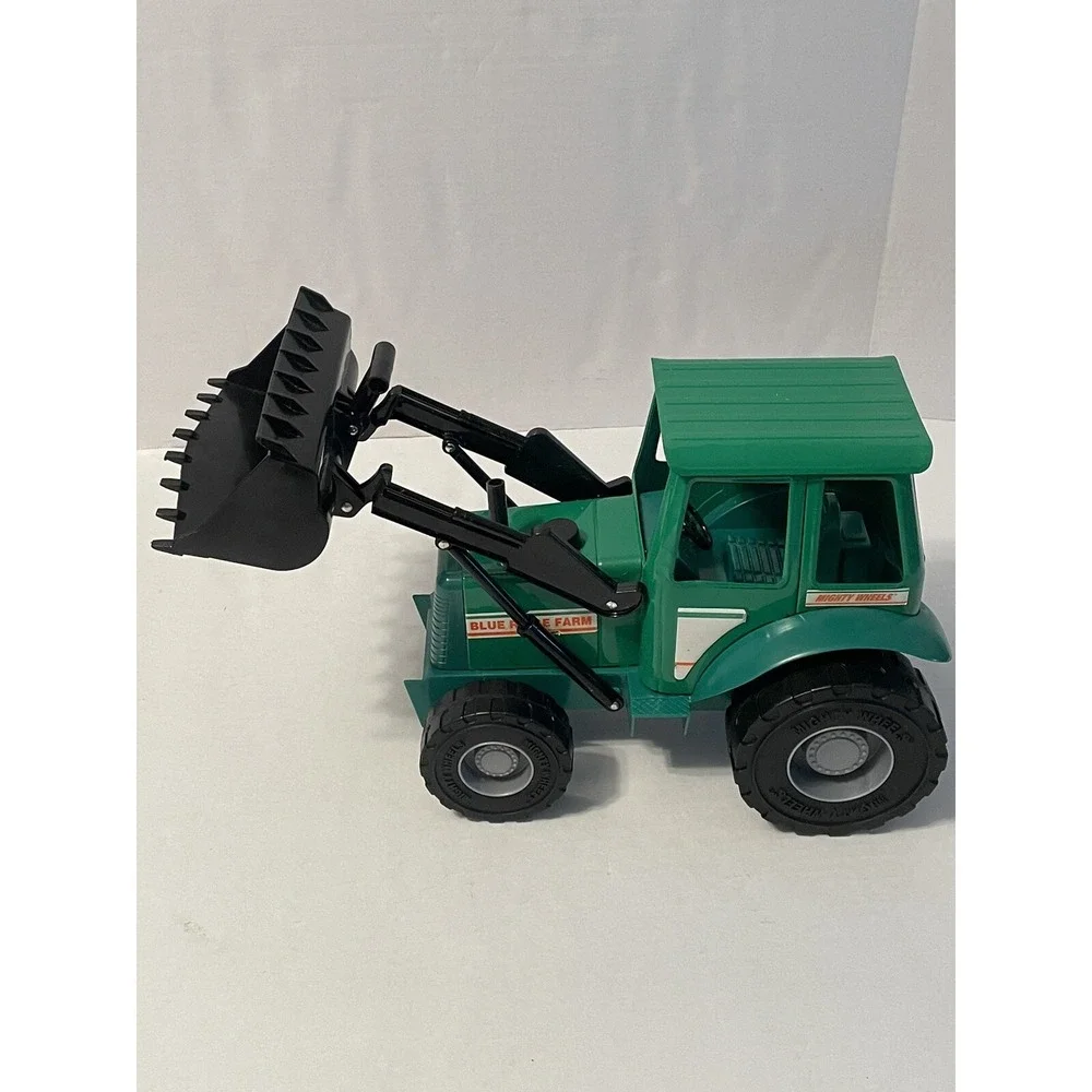 1998 MIGHTY WHEELS DIECAST GREEN FRONT LOADER BLUE RIDGE FARM GREAT TRACTOR‎